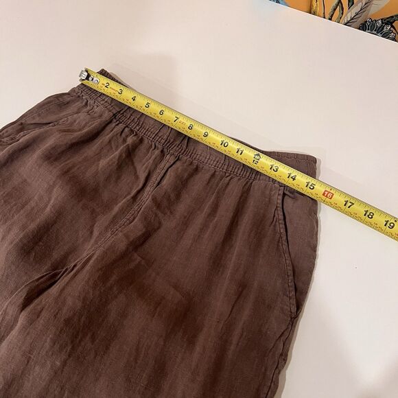 Tahari Essentials 100% Linen Pull On Pants Size Large Wide Leg Brown Beach Boho - Picture 5 of 6
